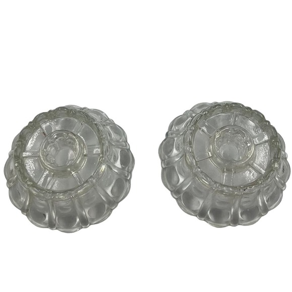 Vintage Clear Pressed Glass Bubble Candle Holders Textured 2 Piece Victorian - Picture 3 of 6